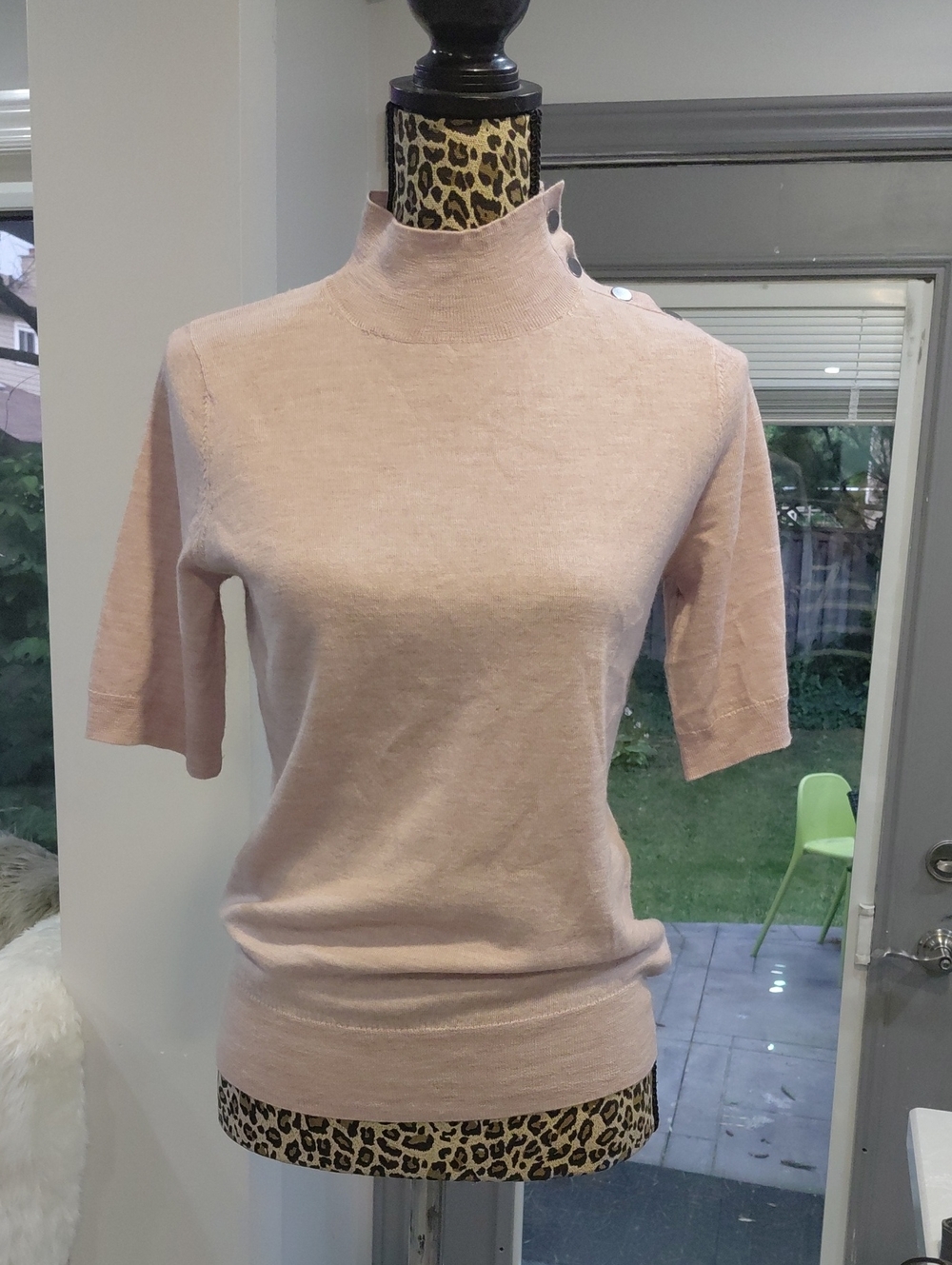 Rachel Zoe Blush Mock Neck Short Sleeve Knit Top